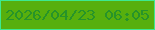 文字の大きさ：5、枠の色：3de990、背景の色：57af0d、文字の色：279429 無料ブログパーツのブログ時計