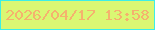 文字の大きさ：2、枠の色：3deee6、背景の色：daf773、文字の色：f5b26e 無料ブログパーツのブログ時計