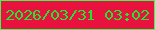 文字の大きさ：2、枠の色：3df954、背景の色：e9123e、文字の色：1ee631 無料ブログパーツのブログ時計