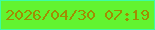 文字の大きさ：5、枠の色：3dfca4、背景の色：62f42f、文字の色：a08d02 無料ブログパーツのブログ時計