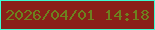 文字の大きさ：2、枠の色：3dfdd2、背景の色：8a2019、文字の色：6d811e 無料ブログパーツのブログ時計