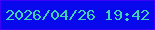 文字の大きさ：2、枠の色：3e00f5、背景の色：0808ed、文字の色：3ed2b8 無料ブログパーツのブログ時計