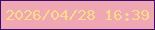 文字の大きさ：1、枠の色：3e0b6d、背景の色：eea7b3、文字の色：fadd82 無料ブログパーツのブログ時計