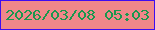 文字の大きさ：4、枠の色：3e0cf1、背景の色：f0878a、文字の色：1a974e 無料ブログパーツのブログ時計