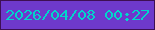 文字の大きさ：5、枠の色：3e0f54、背景の色：6e39cc、文字の色：01d6cb 無料ブログパーツのブログ時計