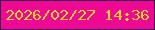 文字の大きさ：2、枠の色：3e1354、背景の色：ee0995、文字の色：f3d42a 無料ブログパーツのブログ時計