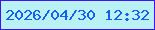文字の大きさ：2、枠の色：3e13f8、背景の色：baf1f4、文字の色：125ff1 無料ブログパーツのブログ時計