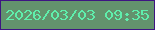 文字の大きさ：2、枠の色：3e1582、背景の色：63936d、文字の色：5fefac 無料ブログパーツのブログ時計