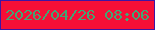 文字の大きさ：4、枠の色：3e15a4、背景の色：f50f37、文字の色：42a573 無料ブログパーツのブログ時計