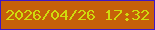 文字の大きさ：4、枠の色：3e17c5、背景の色：c66009、文字の色：d0da0e 無料ブログパーツのブログ時計