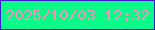 文字の大きさ：3、枠の色：3e18ca、背景の色：0af989、文字の色：fe8bbd 無料ブログパーツのブログ時計