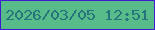 文字の大きさ：1、枠の色：3e1bce、背景の色：57bc8a、文字の色：26747b 無料ブログパーツのブログ時計