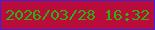 文字の大きさ：4、枠の色：3e22da、背景の色：b90c3a、文字の色：2ab30a 無料ブログパーツのブログ時計