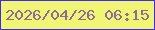 文字の大きさ：4、枠の色：3e29eb、背景の色：f0f574、文字の色：8c6a99 無料ブログパーツのブログ時計