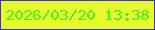 文字の大きさ：2、枠の色：3e31d3、背景の色：e6f92c、文字の色：4bf020 無料ブログパーツのブログ時計