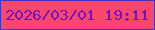 文字の大きさ：1、枠の色：3e32cc、背景の色：f9476c、文字の色：740fc7 無料ブログパーツのブログ時計