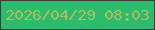 文字の大きさ：1、枠の色：3e3c3e、背景の色：2dbb6d、文字の色：adbd57 無料ブログパーツのブログ時計