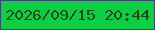 文字の大きさ：3、枠の色：3e4477、背景の色：0dcf44、文字の色：10481f 無料ブログパーツのブログ時計