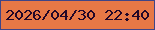 文字の大きさ：5、枠の色：3e4587、背景の色：e77846、文字の色：220728 無料ブログパーツのブログ時計