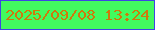 文字の大きさ：1、枠の色：3e45e4、背景の色：42fa5f、文字の色：ce790c 無料ブログパーツのブログ時計