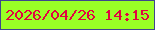 文字の大きさ：4、枠の色：3e468d、背景の色：99ff25、文字の色：e20341 無料ブログパーツのブログ時計