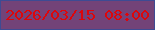 文字の大きさ：4、枠の色：3e4b93、背景の色：734378、文字の色：dd050b 無料ブログパーツのブログ時計