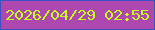 文字の大きさ：1、枠の色：3e4fc6、背景の色：ad48b1、文字の色：c8ff19 無料ブログパーツのブログ時計