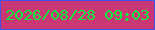 文字の大きさ：5、枠の色：3e51eb、背景の色：ca3775、文字の色：04eb3c 無料ブログパーツのブログ時計