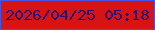 文字の大きさ：2、枠の色：3e55ef、背景の色：d71314、文字の色：280c74 無料ブログパーツのブログ時計