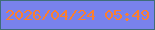 文字の大きさ：5、枠の色：3e6d79、背景の色：7982ec、文字の色：fb7f2f 無料ブログパーツのブログ時計
