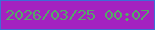 文字の大きさ：5、枠の色：3e6dd6、背景の色：a422c0、文字の色：56a967 無料ブログパーツのブログ時計