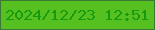 文字の大きさ：4、枠の色：3e7837、背景の色：56c020、文字の色：169a0e 無料ブログパーツのブログ時計