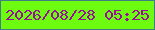 文字の大きさ：1、枠の色：3e7e84、背景の色：6dfb10、文字の色：990f9c 無料ブログパーツのブログ時計