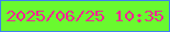 文字の大きさ：5、枠の色：3e80f0、背景の色：6af92f、文字の色：f22792 無料ブログパーツのブログ時計