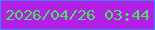 文字の大きさ：3、枠の色：3e80fd、背景の色：b31fe5、文字の色：44e45c 無料ブログパーツのブログ時計