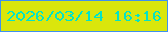 文字の大きさ：5、枠の色：3e91f0、背景の色：dae60c、文字の色：05e3c6 無料ブログパーツのブログ時計