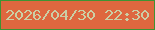 文字の大きさ：5、枠の色：3e9333、背景の色：de673f、文字の色：cbcfa5 無料ブログパーツのブログ時計