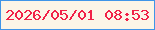 文字の大きさ：2、枠の色：3e95e8、背景の色：fbf5e7、文字の色：f12146 無料ブログパーツのブログ時計