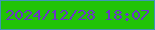 文字の大きさ：2、枠の色：3e96b5、背景の色：21c307、文字の色：6a36c6 無料ブログパーツのブログ時計