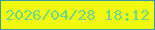文字の大きさ：4、枠の色：3e99a4、背景の色：f0f90e、文字の色：6cda88 無料ブログパーツのブログ時計
