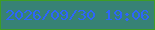 文字の大きさ：4、枠の色：3e9d25、背景の色：378275、文字の色：2d65fb 無料ブログパーツのブログ時計