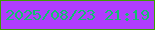 文字の大きさ：3、枠の色：3e9e02、背景の色：b03dfd、文字の色：12c06f 無料ブログパーツのブログ時計