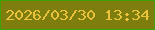 文字の大きさ：5、枠の色：3ea209、背景の色：7e7e0f、文字の色：eac23b 無料ブログパーツのブログ時計