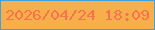 文字の大きさ：5、枠の色：3ea2e0、背景の色：f6af4a、文字の色：f7724e 無料ブログパーツのブログ時計