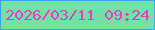 文字の大きさ：4、枠の色：3ea2f8、背景の色：72e1a5、文字の色：ec3dcd 無料ブログパーツのブログ時計