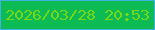 文字の大きさ：2、枠の色：3eb2df、背景の色：0dbb55、文字の色：74d718 無料ブログパーツのブログ時計