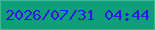 文字の大きさ：2、枠の色：3eb991、背景の色：0e9e79、文字の色：2f15e9 無料ブログパーツのブログ時計