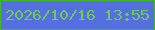 文字の大きさ：3、枠の色：3ebb1f、背景の色：566fe0、文字の色：6ccc54 無料ブログパーツのブログ時計