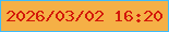 文字の大きさ：1、枠の色：3ebcfb、背景の色：f5b046、文字の色：d3190a 無料ブログパーツのブログ時計
