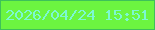 文字の大きさ：3、枠の色：3ec159、背景の色：6cf540、文字の色：7cf8d2 無料ブログパーツのブログ時計
